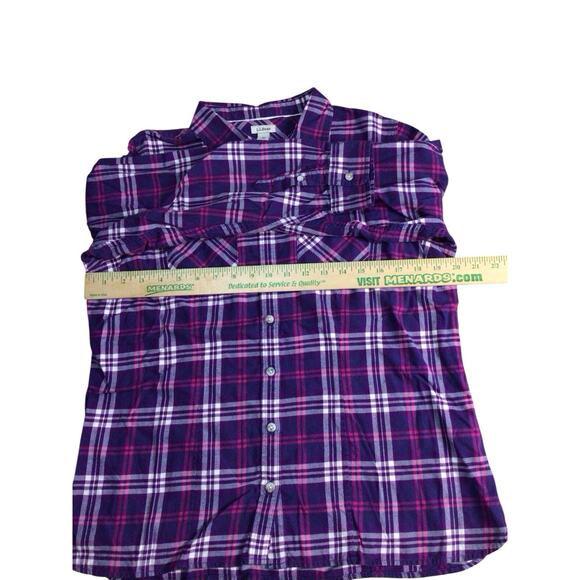 LL Bean Plaid Flannel Shirt Purple Pink Lumberjack Collared Button Up Women’s M - Picture 8 of 9